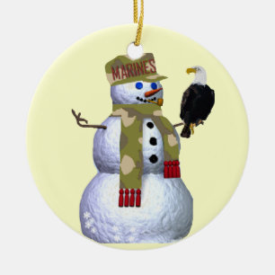 Cerâmica Ornamento do boneco de neve dos fuzileiros navais