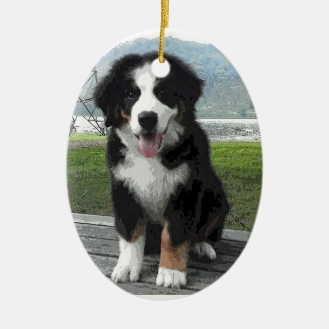 Cerâmica Ornamento do cão de montanha de Bernese (Frente)