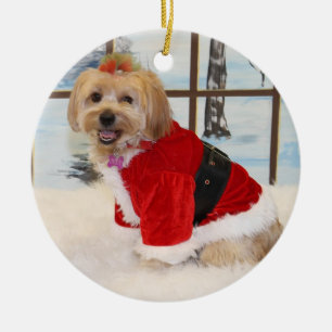 Cerâmica Ornamento do cão de Shih Tzu do Natal