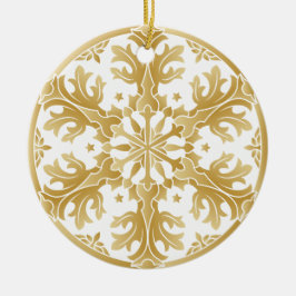 Cerâmica Ornamento do Círculo Bela Ouro Floco de Neve