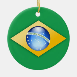 Cerâmica Ornamento do círculo da bandeira de Brasil