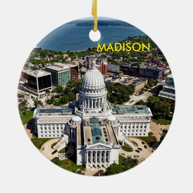 Cerâmica Ornamento do círculo de Madison Wisconsin (Traseira)