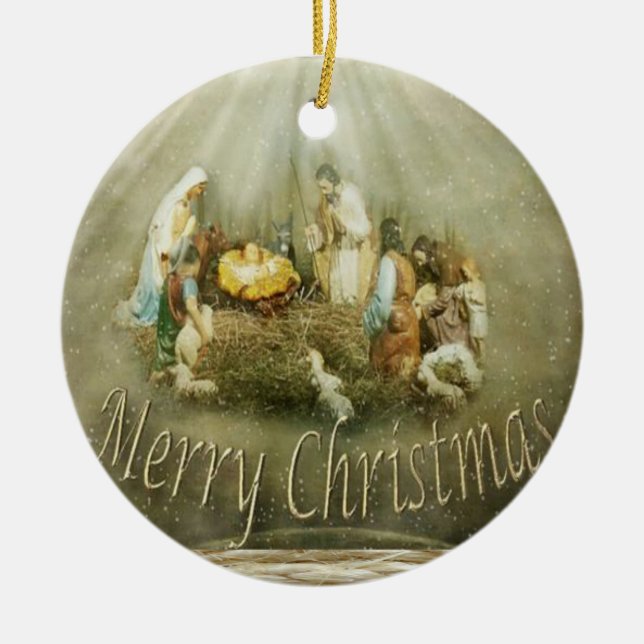 Cerâmica Ornamento do Círculo de Natal, Cristo de Jesus (Frente)