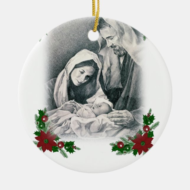 Cerâmica Ornamento do Círculo de Natal, Cristo de Jesus (Frente)