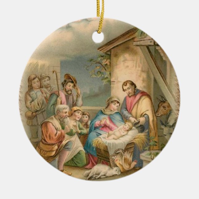Cerâmica Ornamento do Círculo de Natal, Cristo de Jesus (Frente)