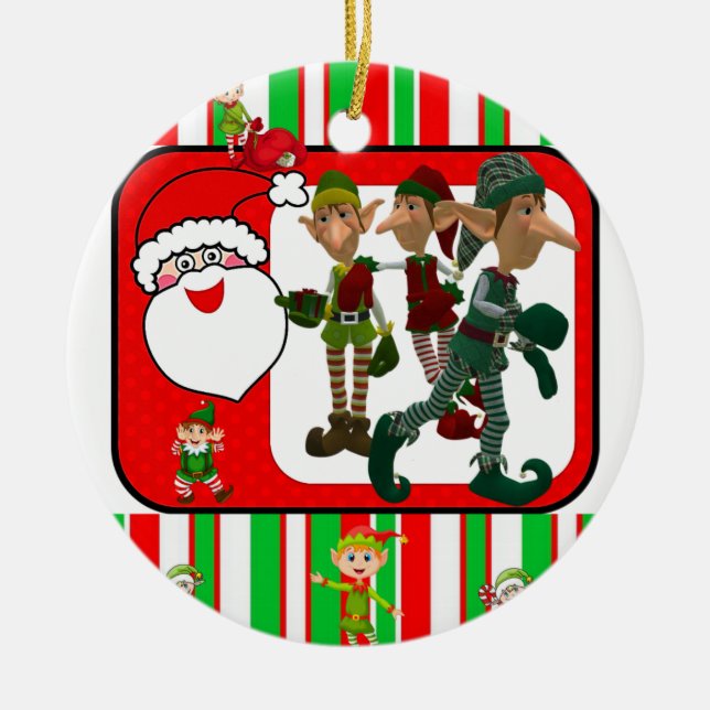 Cerâmica Ornamento do Círculo de Natal, Elf (Frente)