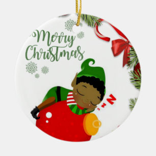 Cerâmica Ornamento do Círculo de Natal, Elf