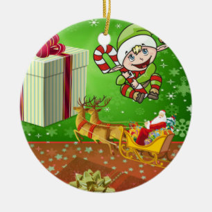 Cerâmica Ornamento do Círculo de Natal, Elf