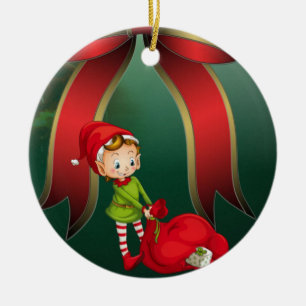 Cerâmica Ornamento do Círculo de Natal, Elf