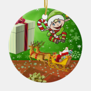 Cerâmica Ornamento do Círculo de Natal, Elf