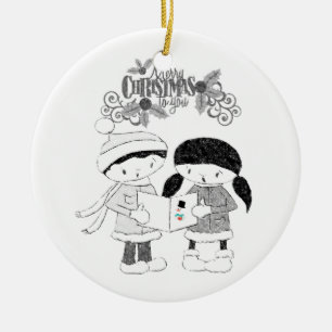 Cerâmica Ornamento do Círculo de Natal, Feliz Natal