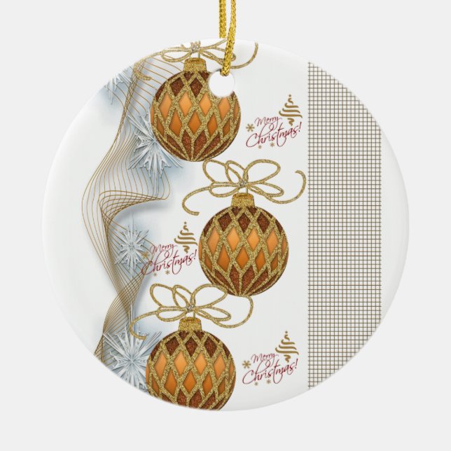 Cerâmica Ornamento do Círculo de Natal, Feliz Natal (Frente)
