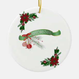 Cerâmica Ornamento do Círculo de Natal, Feliz Natal