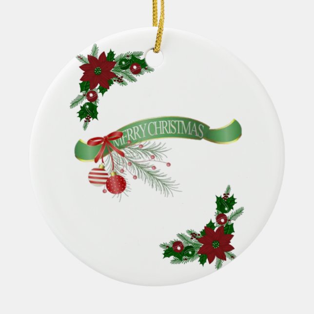 Cerâmica Ornamento do Círculo de Natal, Feliz Natal (Frente)