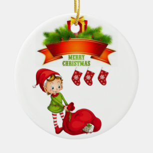 Cerâmica Ornamento do Círculo de Natal, Feliz Natal