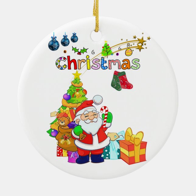 Cerâmica Ornamento do Círculo de Natal, Feliz Natal (Traseira)