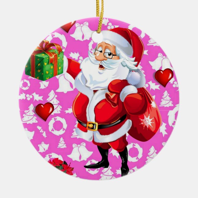 Cerâmica Ornamento do Círculo de Natal, Papais noeis (Frente)