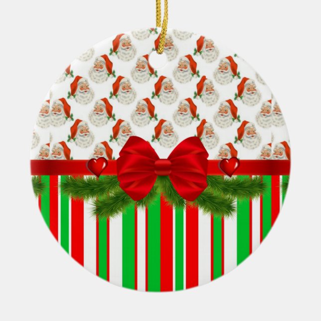 Cerâmica Ornamento do Círculo de Natal, Papais noeis (Frente)