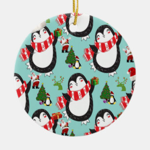 Cerâmica Ornamento do Círculo de Natal, Pinguim