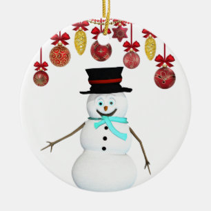 Cerâmica Ornamento do Círculo de Natal, Snowman