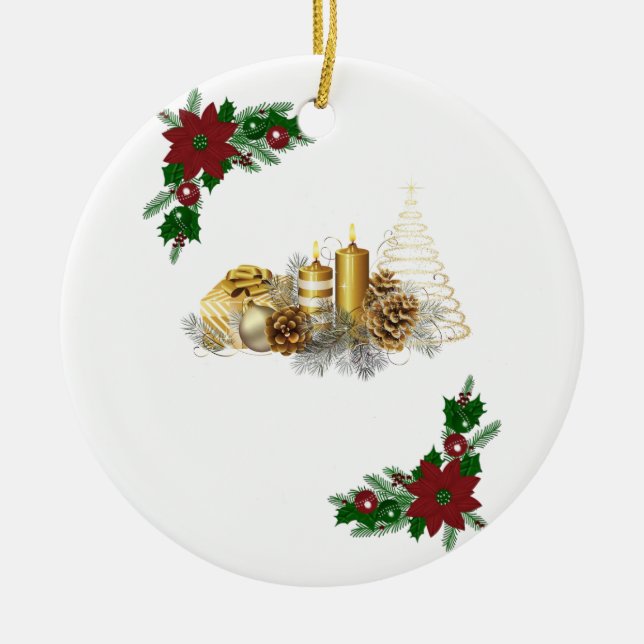 Cerâmica Ornamento do Círculo de Natal, Vela de Natal (Frente)