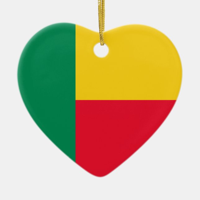Cerâmica Ornamento do coração da bandeira de Benin (Frente)