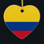 Cerâmica Ornamento do coração da bandeira de Colômbia<br><div class="desc">Ornamento do coração com a bandeira nacional colombiana conhecida como Nacional Tricolor. Bandera de Colômbia do la do engodo de Adorno.</div>