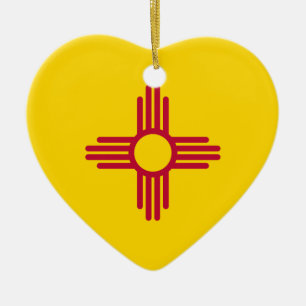 Cerâmica Ornamento do coração da bandeira de New mexico