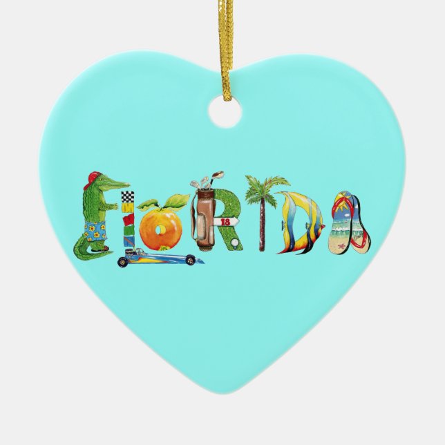 Cerâmica Ornamento do coração de Florida (Frente)