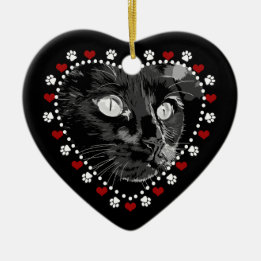Cerâmica Ornamento do Coração Duplo Lado Feriado de Gato Ne