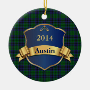 Cerâmica Ornamento do costume da xadrez de Tartan de Austin