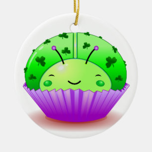 Cerâmica Ornamento do cupcake do joaninha do dia de St
