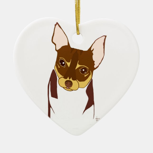 Cerâmica Ornamento do ♡ da chihuahua de Boho (Frente)