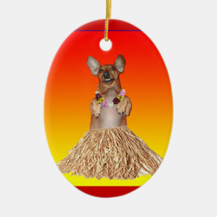 Cerâmica Ornamento do Dachshund de Hula da dança