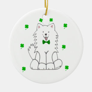 Cerâmica Ornamento do Dia de São Patrício do Samoyed