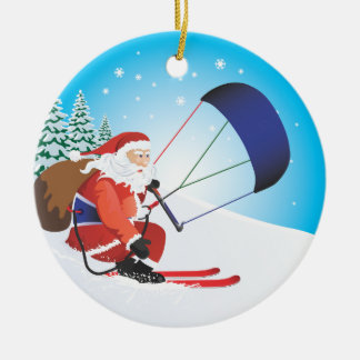 Cerâmica Ornamento do esqui de Snowkite do papai noel