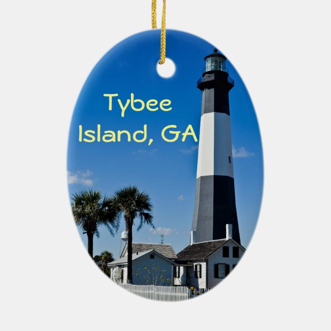 Cerâmica Ornamento do farol da ilha de Tybee (Verso)