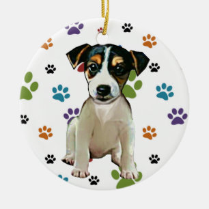 Cerâmica Ornamento do filhote de cachorro de Jack Russell