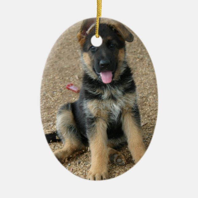 Cerâmica Ornamento do filhote de cachorro do german (Frente)