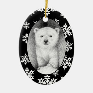 Cerâmica Ornamento do floco de neve do Natal de Cub de urso