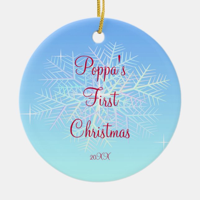 Cerâmica Ornamento do floco de neve do Natal do Poppa (Frente)