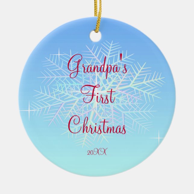 Cerâmica Ornamento do floco de neve do Natal do vovô (Frente)