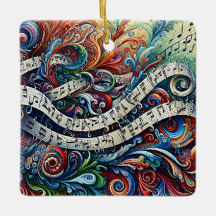 Cerâmica Ornamento do Grafite de Notas Musicais