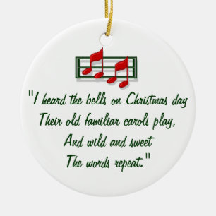Cerâmica Ornamento do hino "eu ouvi as Bels no dia de Natal