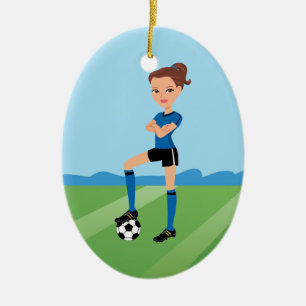 Cerâmica Ornamento do jogador de futebol da menina