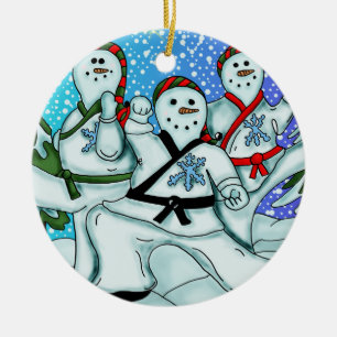 Cerâmica Ornamento do karaté dos bonecos de neve