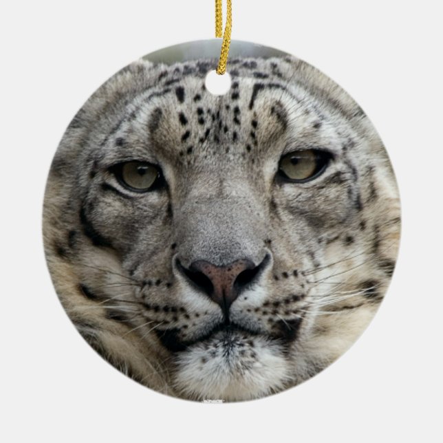 Cerâmica Ornamento do leopardo de neve (Frente)