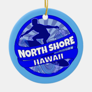 Cerâmica Ornamento do logotipo do surfista azul de North Sh