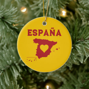 Cerâmica Ornamento do Mapa de espanhas, España Amarelo Verm