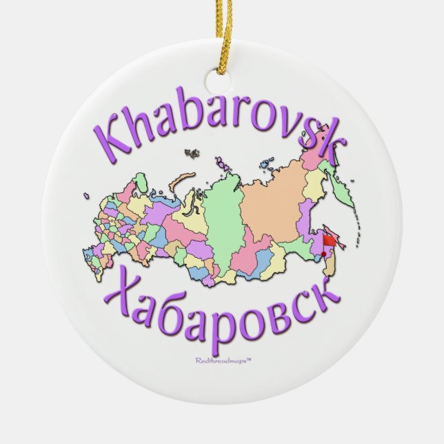 Cerâmica Ornamento do mapa de Khabarovsk Rússia (Frente)
